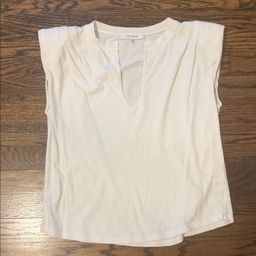 Frame Denim white cotton sleeveless tshirt
